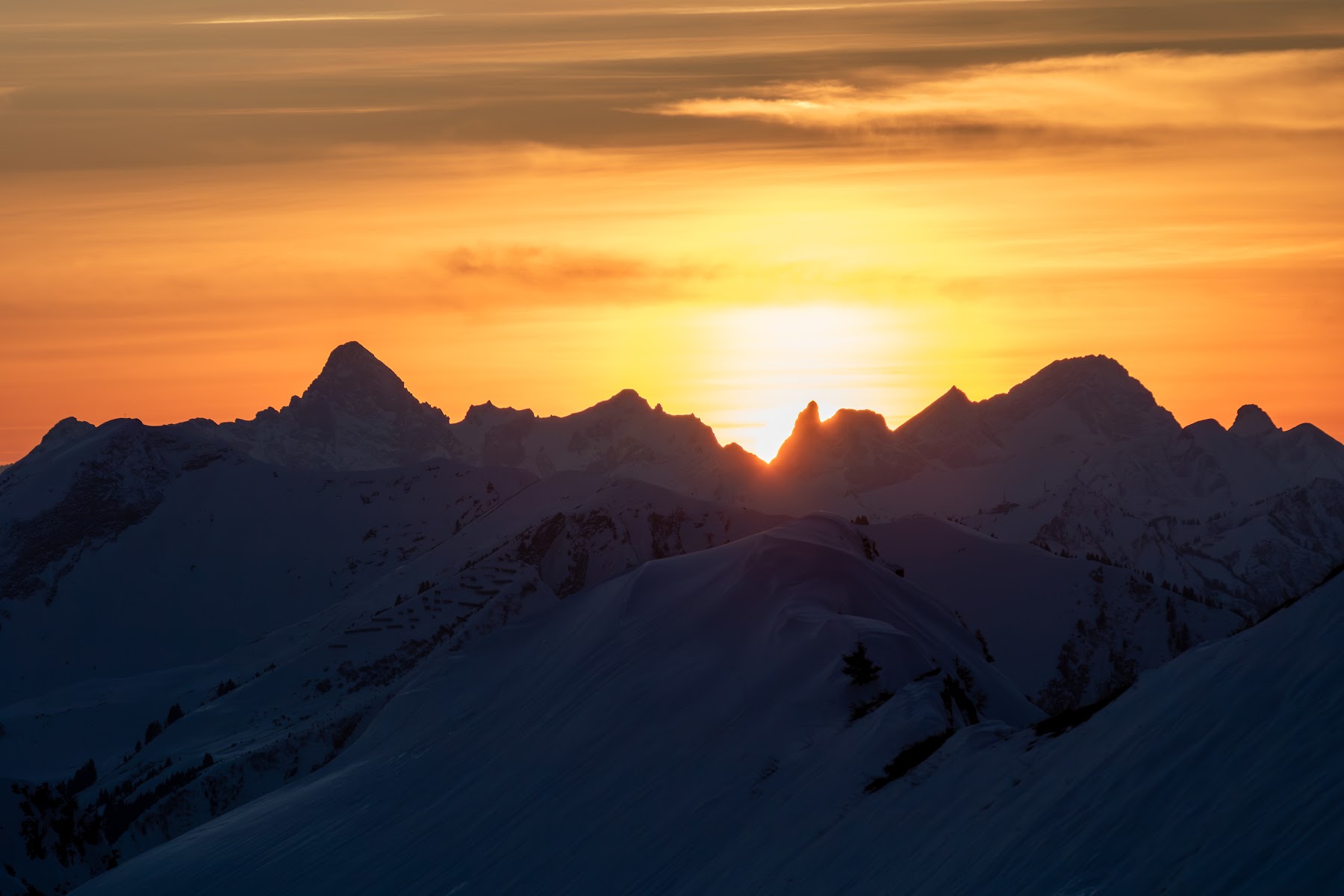 Sonnenuntergang über den Allgäuer Alpen